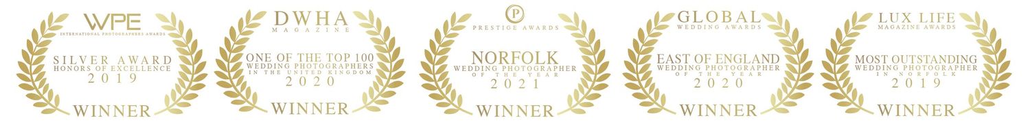 Awards won by Norwich & Norfolks multiple award winning wedding photographer Faye Amare 2021